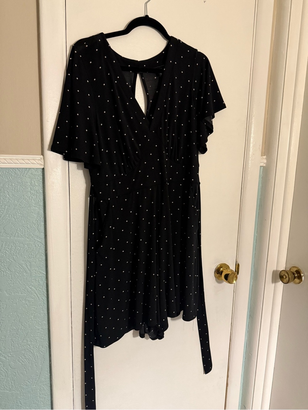 Torrid Black Polka Dot Wrap Romper
